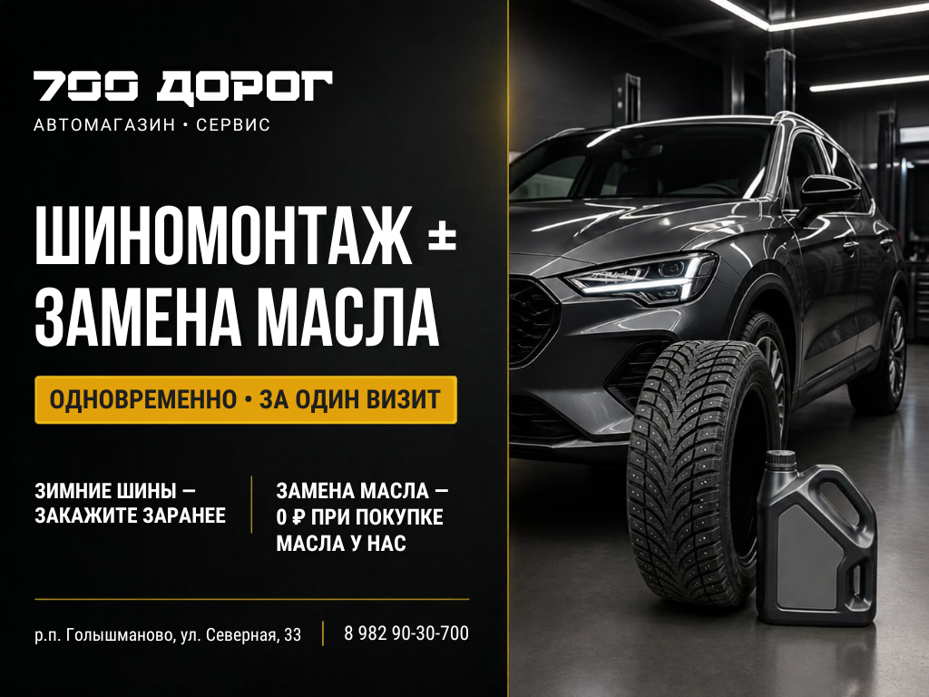 Автомобиль, шина и моторное масло в техцентре
